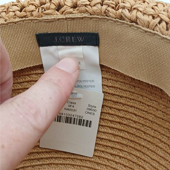 NWT J. CREW One Size Packable Wide Brim Dusty Dune Textured Summer Straw Hat Tan - Picture 5 of 10